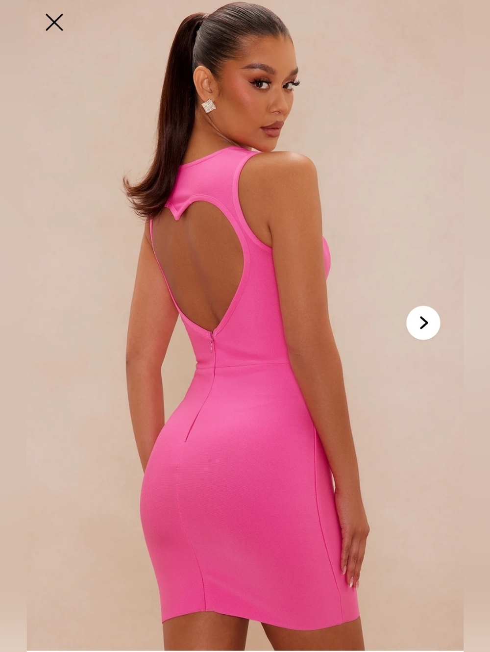 Fashoin Nova Womens LuxeHot Pink Sleeveless Bodycon Dress with Heart Cutout Back